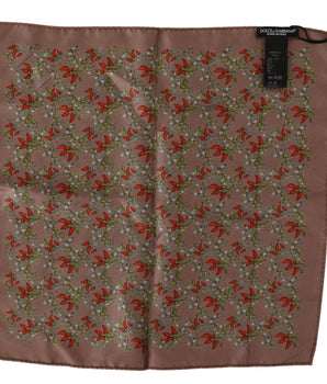 Dolce & Gabbana Elegant Brown Silk Pocket Square with Carrot Print Dolce & Gabbana 