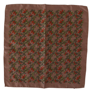 Dolce &amp; Gabbana Elegant Brown Silk Pocket Square with Carrot Print