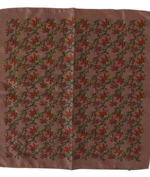 Dolce & Gabbana Elegant Brown Silk Pocket Square with Carrot Print Dolce & Gabbana 