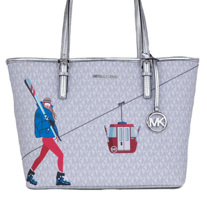 Michael Kors Jet Set Girls Print Medium Signature PVC Carryall Shoulder Tote Handbag (Bright White Multi) Michael Kors 