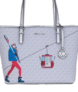 Michael Kors Jet Set Girls Print Medium Signature PVC Carryall Shoulder Tote Handbag (Bright White Multi) Michael Kors 