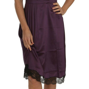 Dolce &amp; Gabbana Elegant Purple Silk Lace Chemise Dress