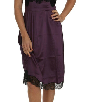 Dolce & Gabbana Elegant Purple Silk Lace Chemise Dress Dolce & Gabbana 