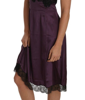 Dolce & Gabbana Elegant Purple Silk Lace Chemise Dress Dolce & Gabbana 