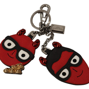 Dolce &amp; Gabbana Elegant Red Leather &amp; Brass Designer Keyring