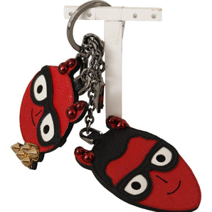 Dolce &amp; Gabbana Elegant Red Leather &amp; Brass Designer Keyring