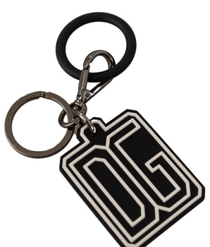 Dolce &amp; Gabbana Elegant Silver &amp; Rubber Designer Keyring