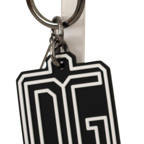 Dolce & Gabbana Elegant Silver & Rubber Designer Keyring