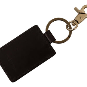 Dolce &amp; Gabbana Elegant Unisex Leather Keyring with Gold Detail