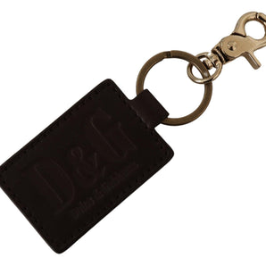 Dolce &amp; Gabbana Elegant Unisex Leather Keyring with Gold Detail