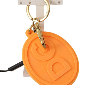 Dolce & Gabbana Stunning Orange Gold Keychain & Bag Charm