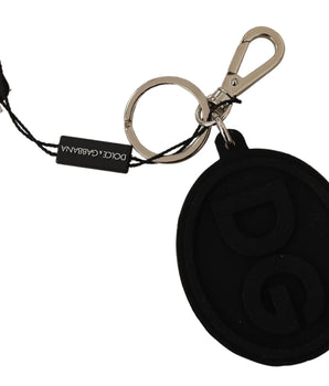Dolce & Gabbana Chic Black Rubber & Brass Logo Keychain Dolce & Gabbana 