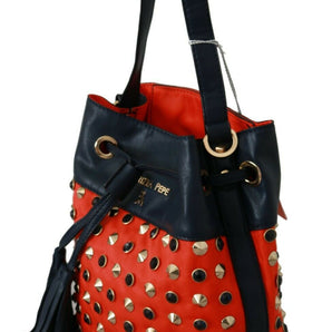 Patrizia Pepe Chic Red Shoulder Tote with Leather Strap