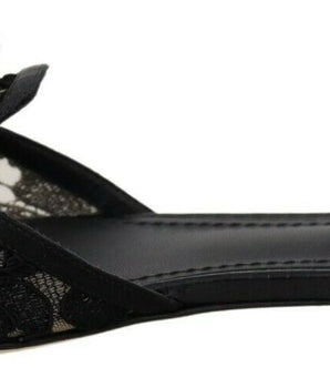 Dolce &amp; Gabbana Black Taormina Lace Slides Crystals Flats Shoes