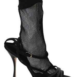 Dolce & Gabbana Chic Black Mesh Stiletto Sandals