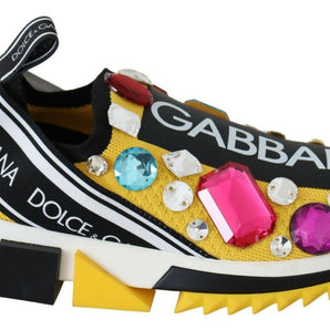 Dolce & Gabbana Embellished Yellow Sorrento Sneakers