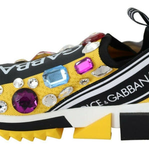 Dolce & Gabbana Embellished Yellow Sorrento Sneakers