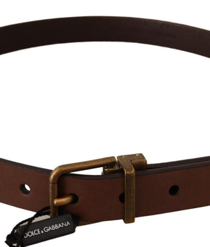 Dolce &amp; Gabbana Brown Leather Rustic Buckle Waistband