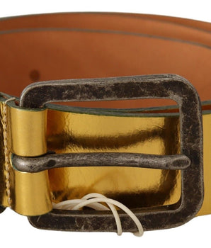 John Galliano Elegant Gold Genuine Leather Men's Belt John Galliano 