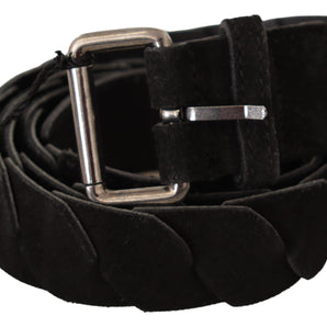 GF Ferre Elegant Black Waist Belt with Metal Buckle