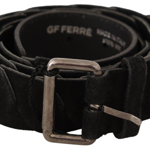 GF Ferre Elegant Black Waist Belt with Metal Buckle