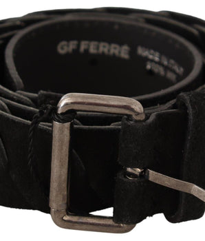 GF Ferre Elegant Black Waist Belt with Metal Buckle GF Ferre 