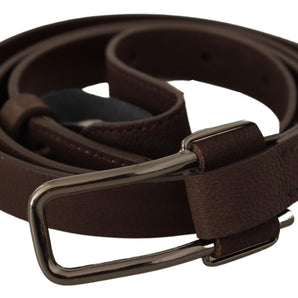 Custom National Brown WX Silver Metal Buckle Belt