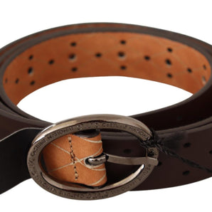 Custom National Belt Brown WX Silver Buckle Holes Belt