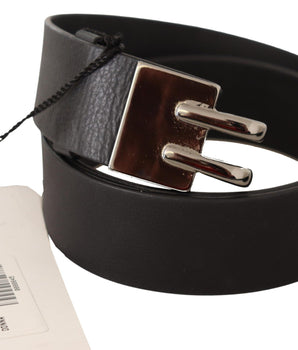 Costume National Black Leather Silver Buckle Waist Belt Costume National 