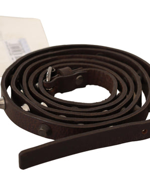 Costume National Brown Leather Silver Tone Buckle Belt