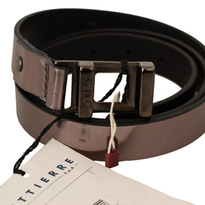 Custom National Pink Metallic Leather Buckle Belt