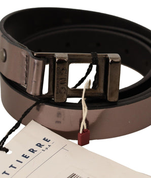 Costume National Pink Metallic Leather Buckle Belt Costume National 