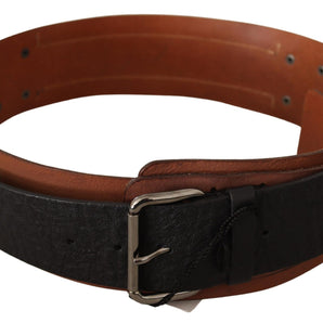 Custom National Black Brown Leather Silver Buckle