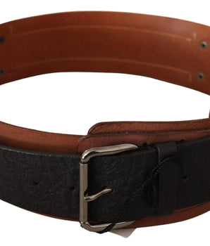 Costume National Black Brown Leather Silver Buckle Costume National 