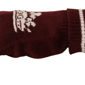 Dolce &amp; Gabbana Elegant Red Cashmere Gloves with Crown Motif