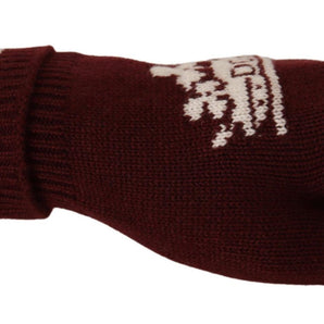 Dolce &amp; Gabbana Elegant Red Cashmere Gloves with Crown Motif