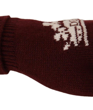 Dolce & Gabbana Elegant Red Cashmere Gloves with Crown Motif Dolce & Gabbana 