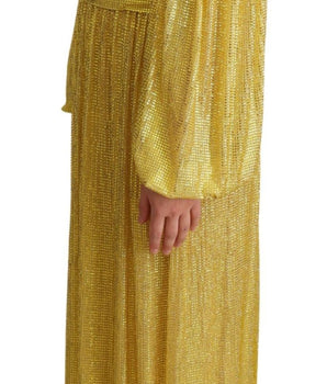 Dolce &amp; Gabbana Vestido largo plisado con adornos de cristal