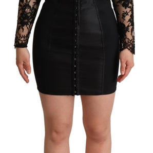 Dolce & Gabbana Elegant Black Lace Mini-Dress Delight