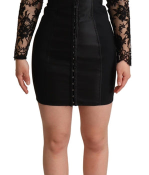 Dolce & Gabbana Black Fitted Lace Top Bodycon Mini Dress