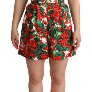 Dolce &amp; Gabbana Chic Red Geranium Print Sleeveless Jumpsuit