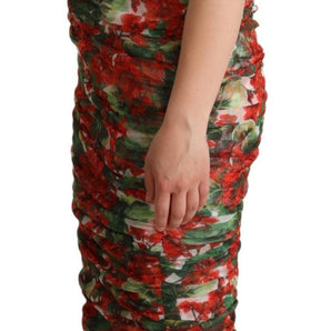 Dolce & Gabbana Elegant Red Floral Midi Sheath Dress