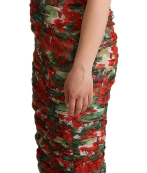 Dolce & Gabbana Elegant Red Floral Midi Sheath Dress Dolce & Gabbana 