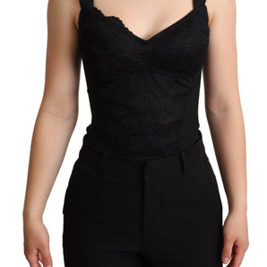 Dolce &amp; Gabbana Elegant Black Lace Bodysuit Corset Dress