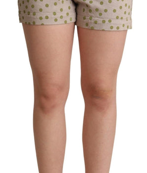 Dolce & Gabbana Beige Polka Dots Denim Cotton Stretch Shorts Dolce & Gabbana 