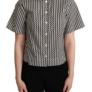 Dolce &amp; Gabbana Zigzag Elegance Cotton Polo Top