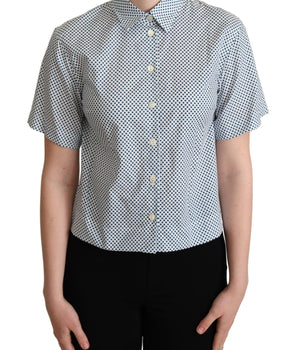 Dolce & Gabbana White Blue Polka Dot Cotton Shirt Dolce & Gabbana 