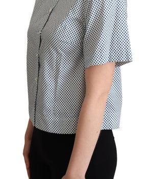 Dolce & Gabbana White Blue Polka Dot Cotton Shirt Dolce & Gabbana 