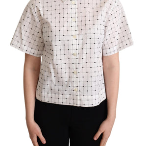 Dolce &amp; Gabbana Chic Monochrome Polka Dot Polo Top