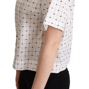 Dolce &amp; Gabbana Chic Monochrome Polka Dot Polo Top